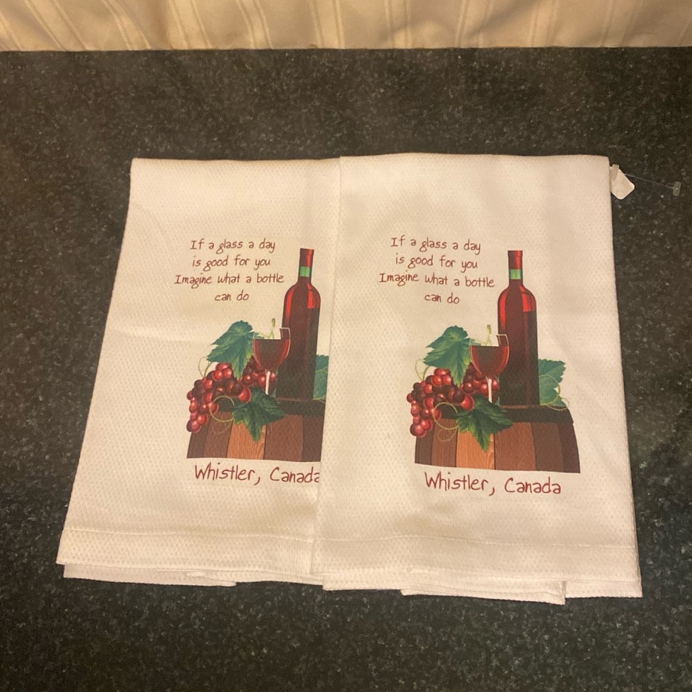 NWO Tags 100% Cotton Linen Whistler Tea Towels Set of Two